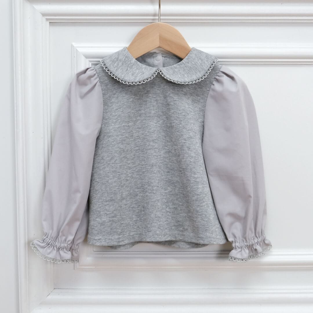 Picot Collar Docking Tops / BABY(GRAY)