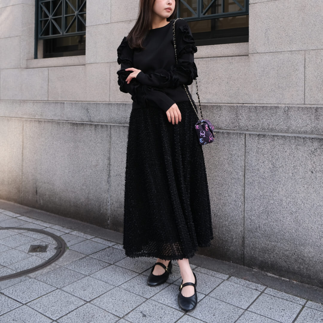 ペタルスリーブチュールニット(BLACK) | 新着商品 | UN MINOU