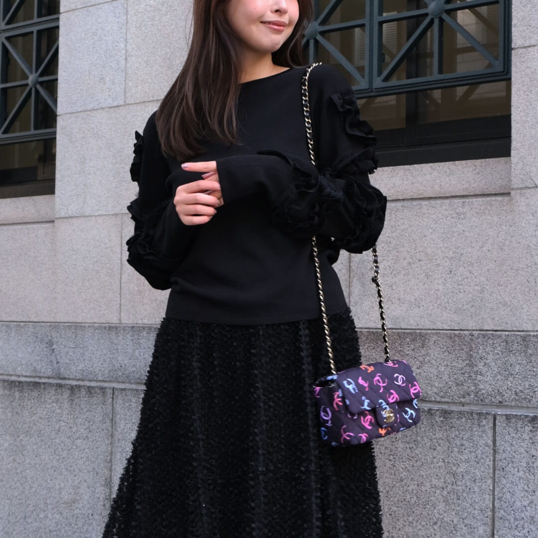 ペタルスリーブチュールニット(BLACK) | 新着商品 | UN MINOU