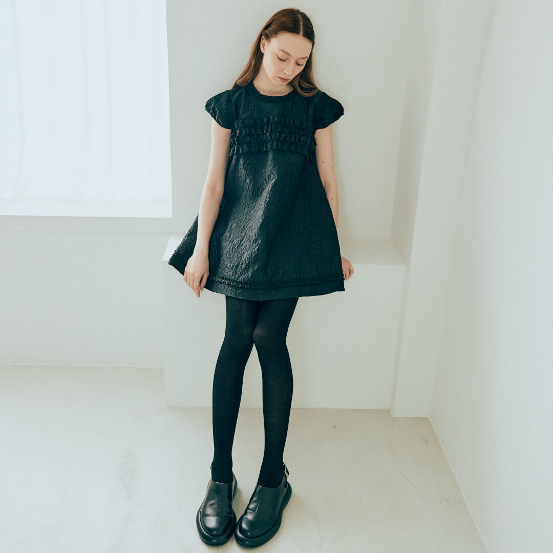 UNMINOU フリル付き長袖チュニック ジャガードフリルチュニック(BLACK) | すべての商品 | UN MINOU