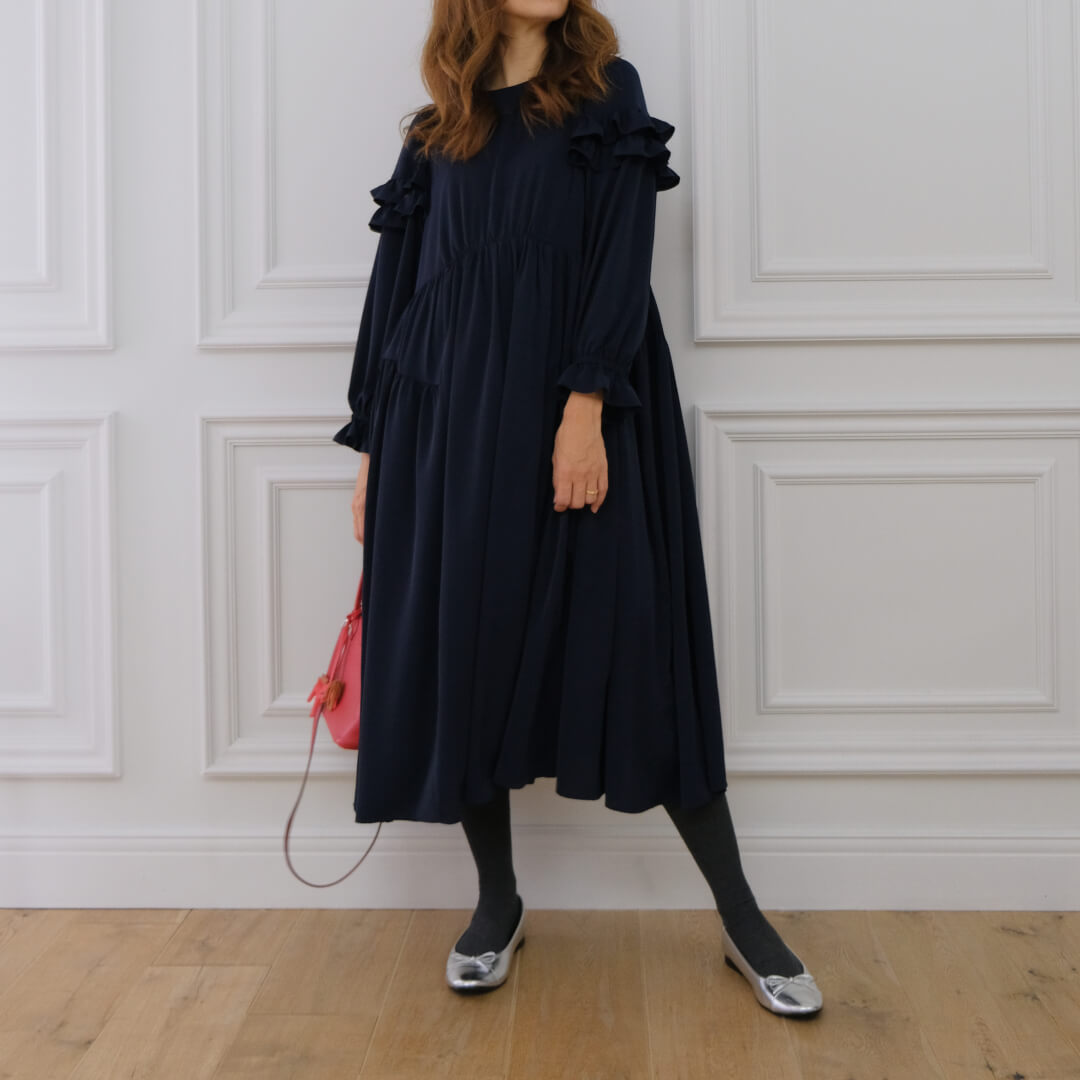 UNMINOU ダブルフリルワンピース