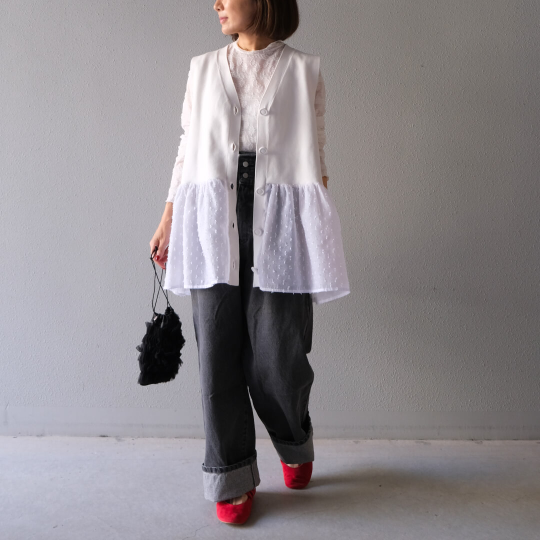 ウエストフリルデニム(GRAY) | すべての商品 | UN MINOU