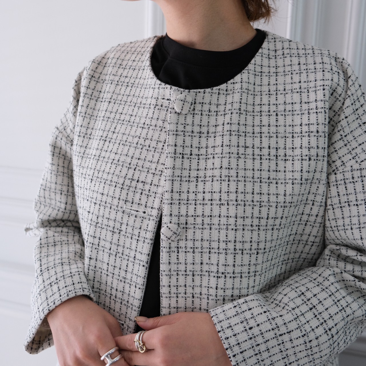 ツイードチェックジャケット(WHITE) | すべての商品 | UN MINOU