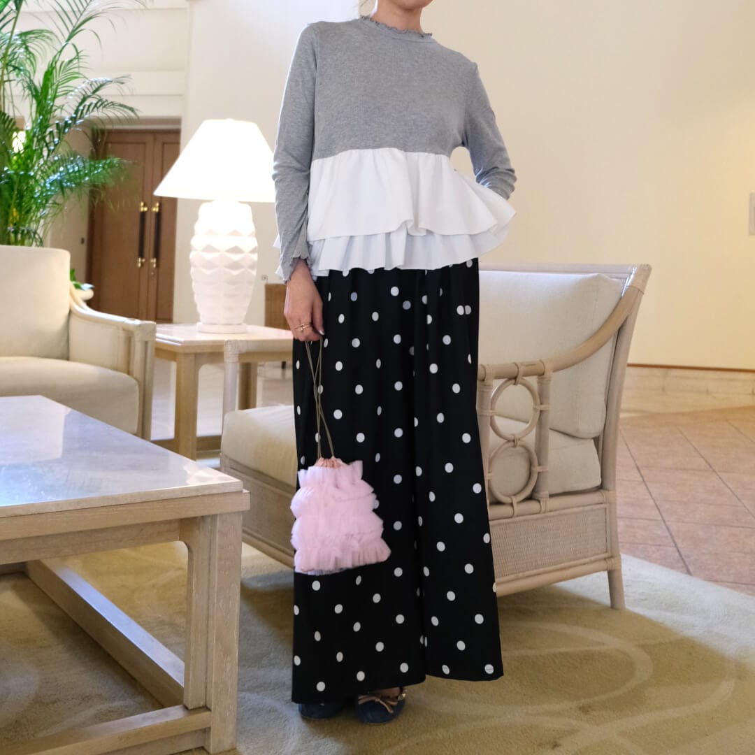 リブフリルドッキングトップス(GRAY) | すべての商品 | UN MINOU