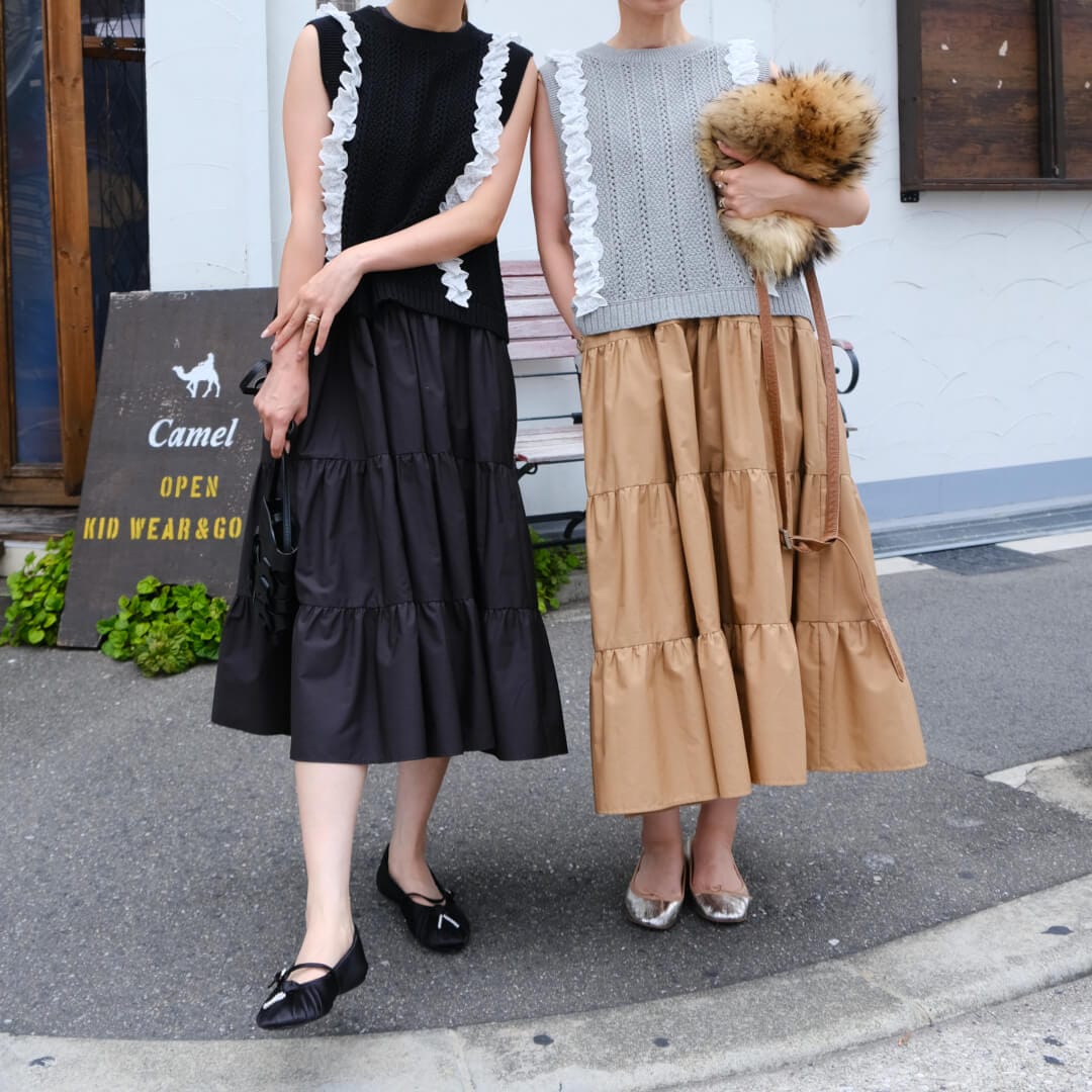 クラシックレースニットベスト(BLACK) | TOPS | UN MINOU