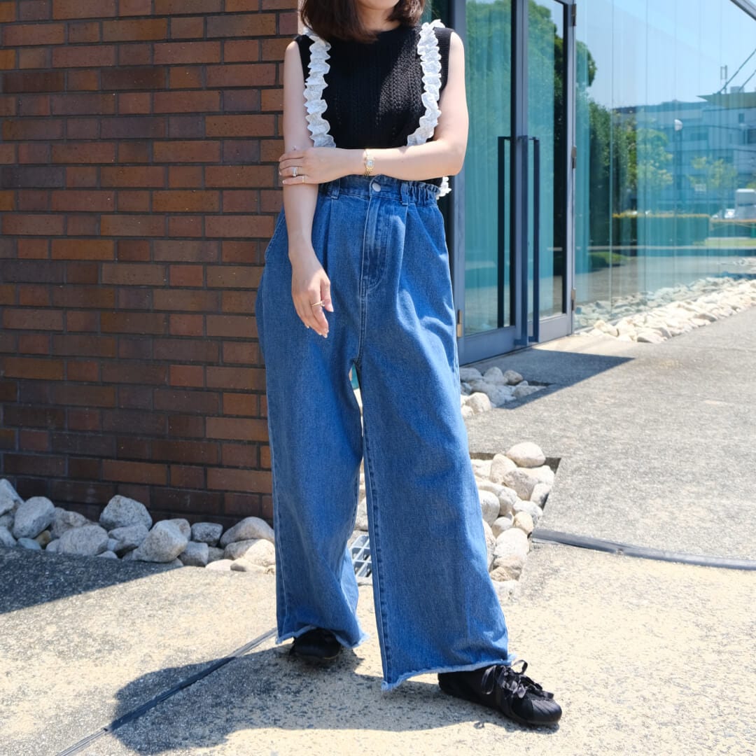 お値下げしました♫ 45R レースdeニットのベスト　美品です クラシックレースニットベスト(BLACK) | TOPS | UN MINOU