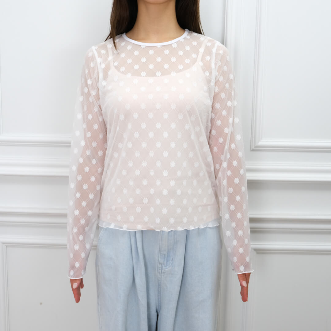 Fleur Sheer Tops(WHITE)
