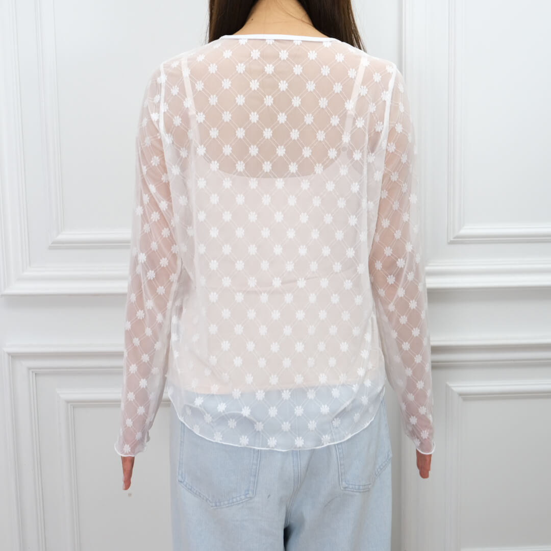 Fleur Sheer Tops(WHITE)
