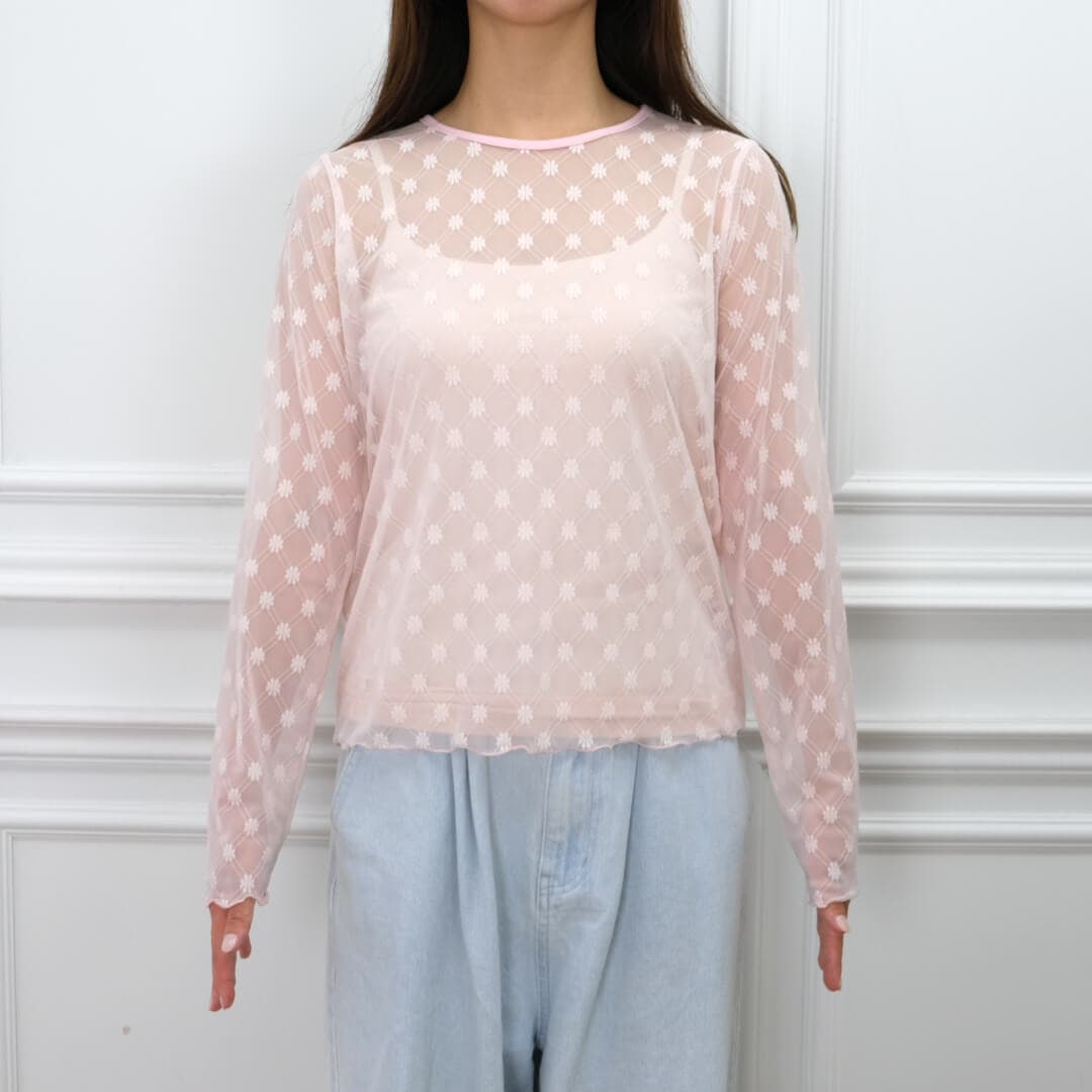 Fleur Sheer Tops(PINK) | すべての商品 | UN MINOU
