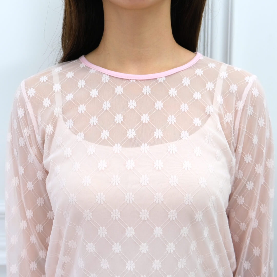 Fleur Sheer Tops(PINK)