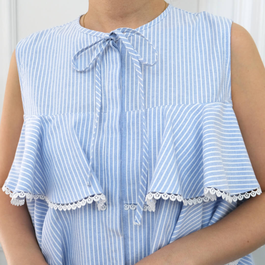 ティアードリボンブラウス(STRIPE) | TOPS | UN MINOU