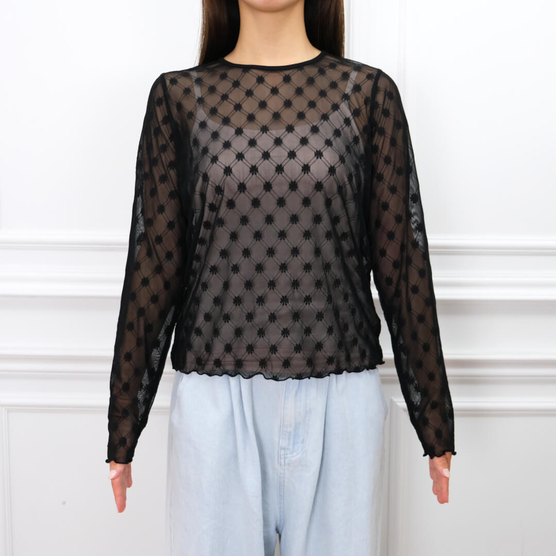 Fleur Sheer Tops(BLACK)