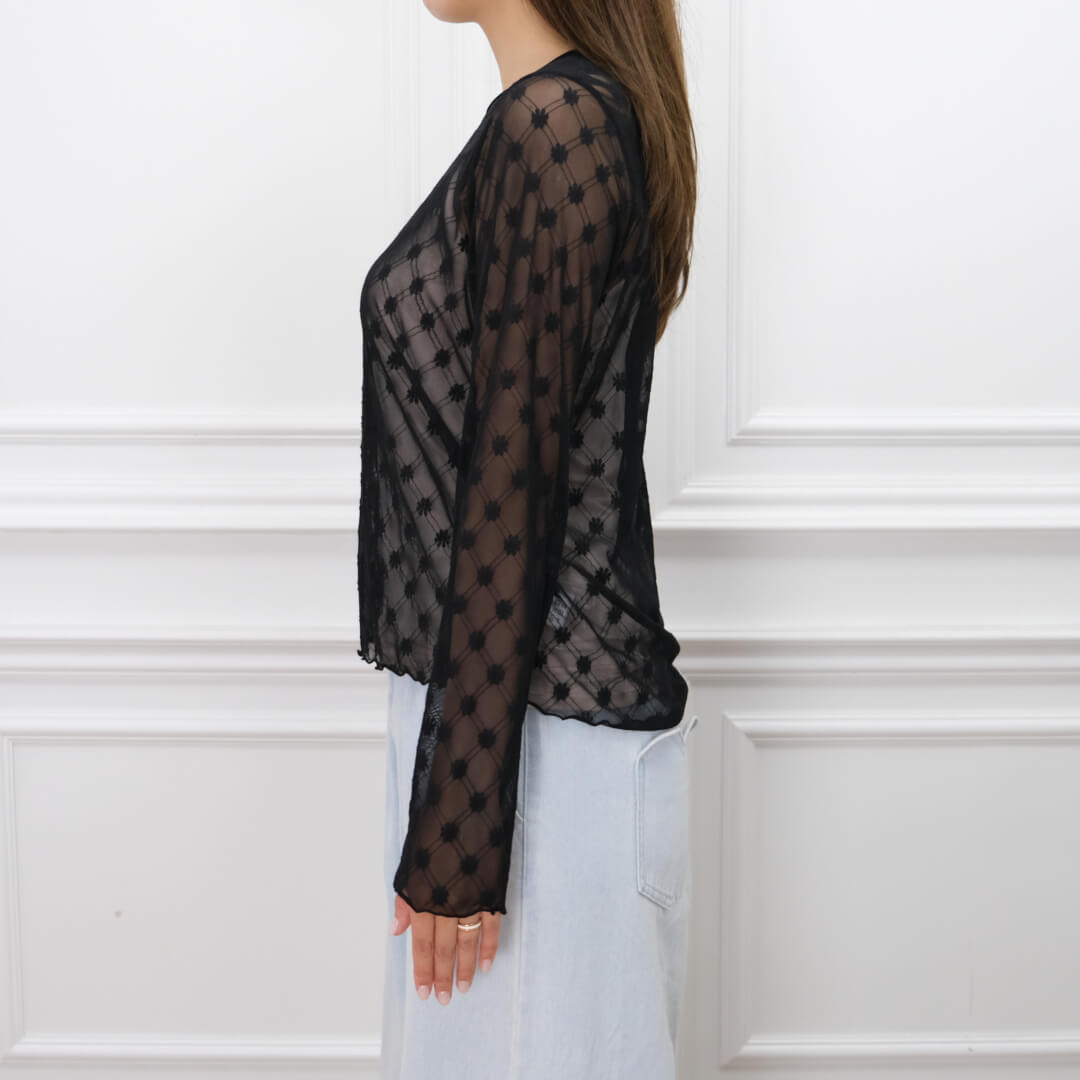 Fleur Sheer Tops(BLACK)