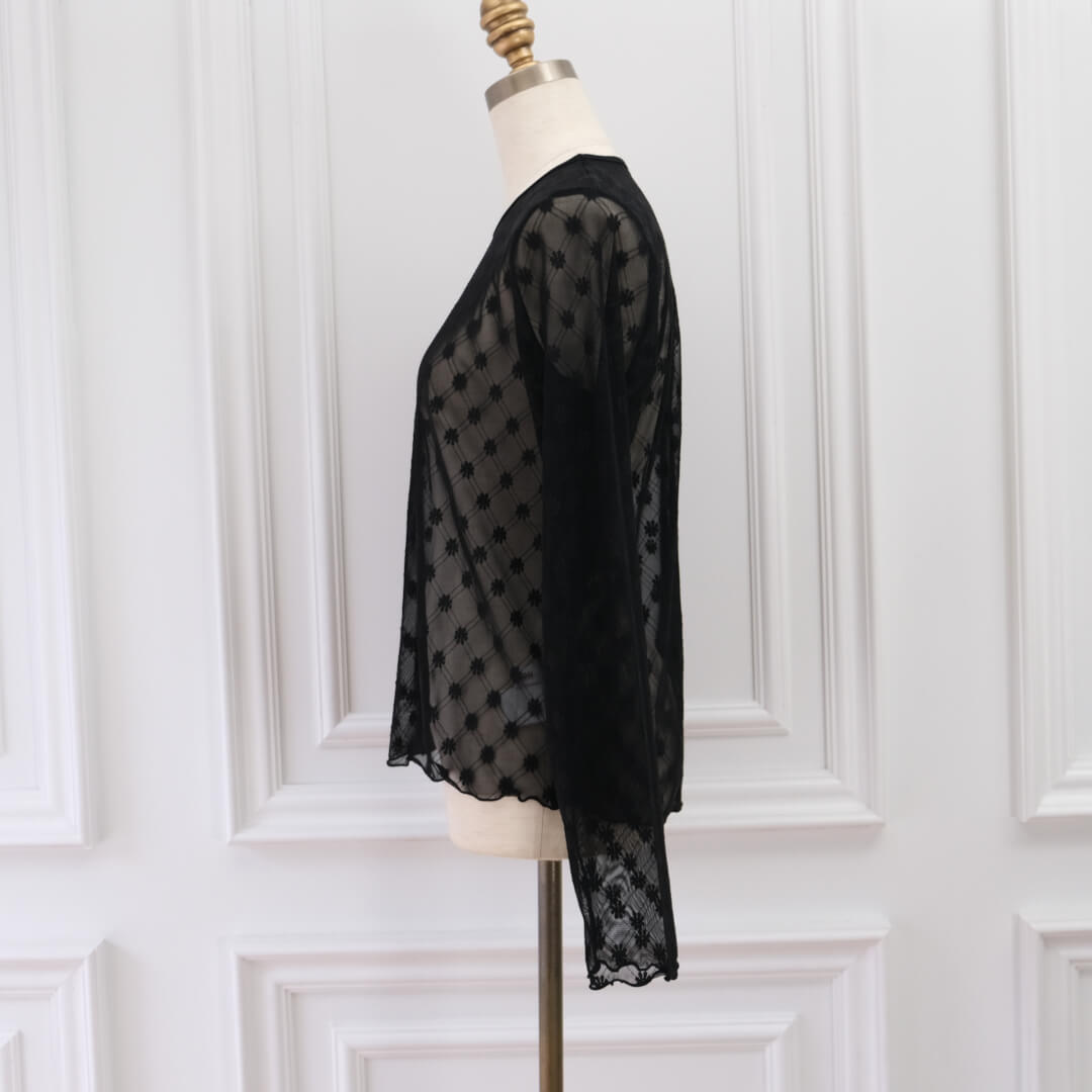 Fleur Sheer Tops(BLACK)
