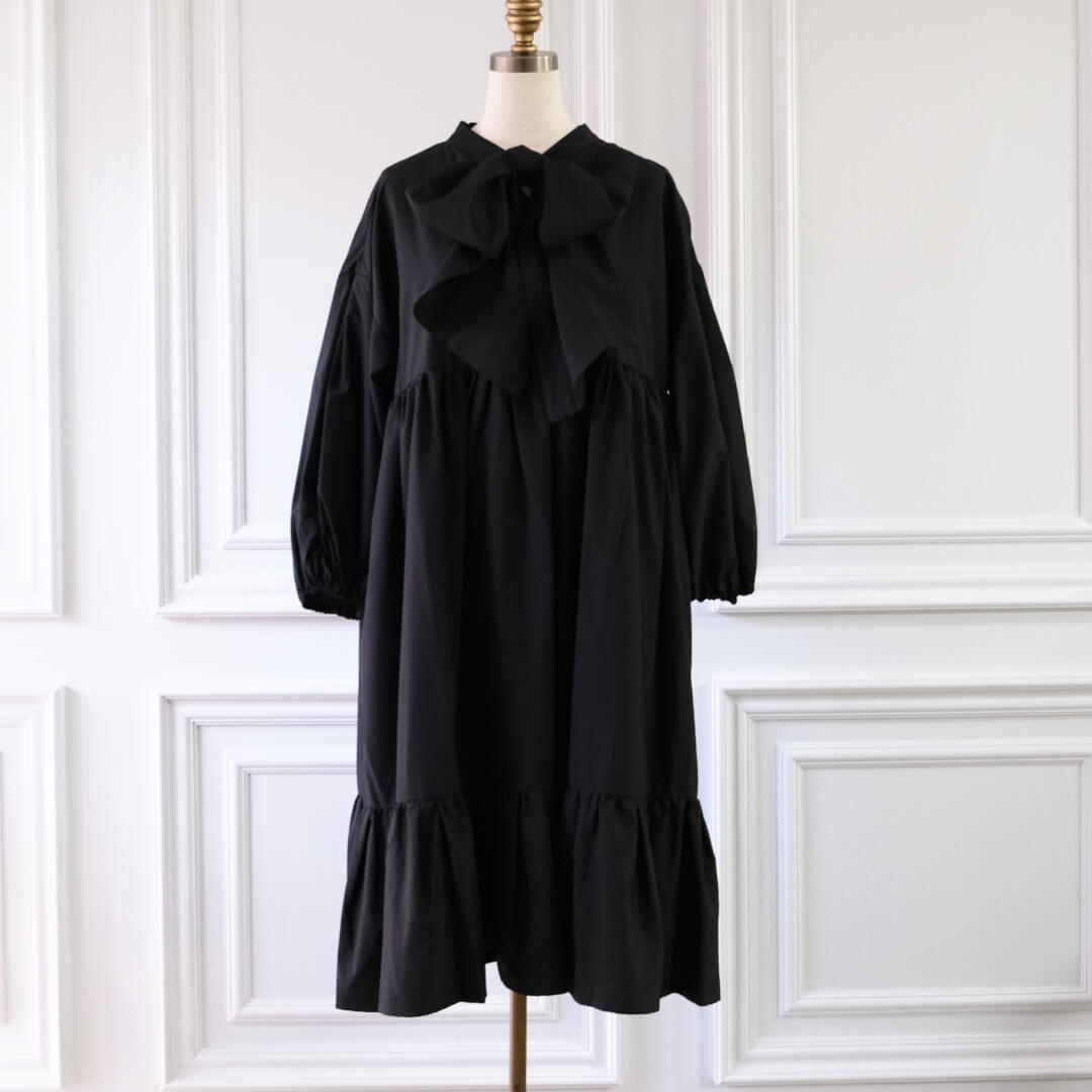ビッグリボンシャツドレス(BLACK) | すべての商品 | UN MINOU