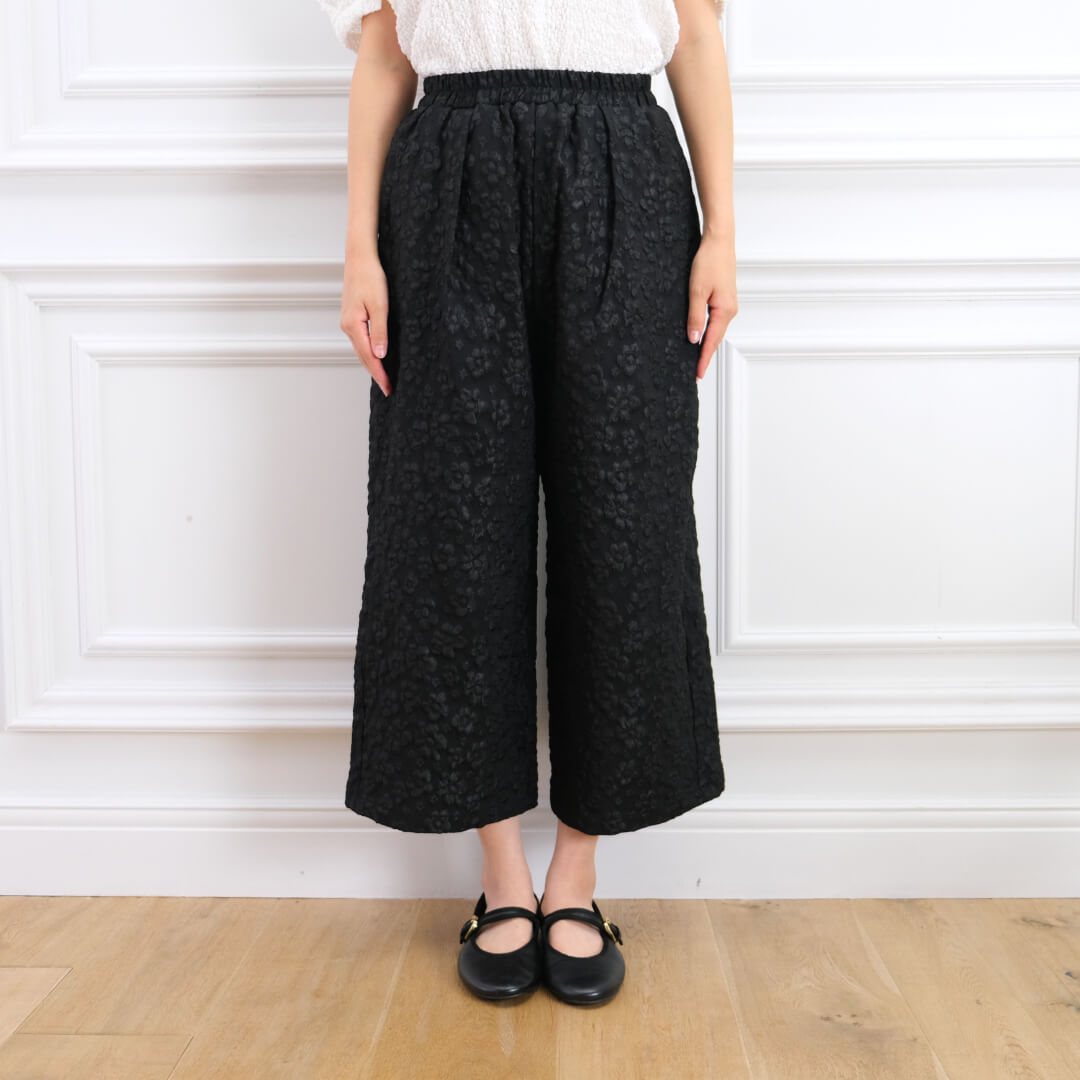 パンツ minou Flower Jacquard Easy Pants(BLACK) | BOTTOMS | UN MINOU