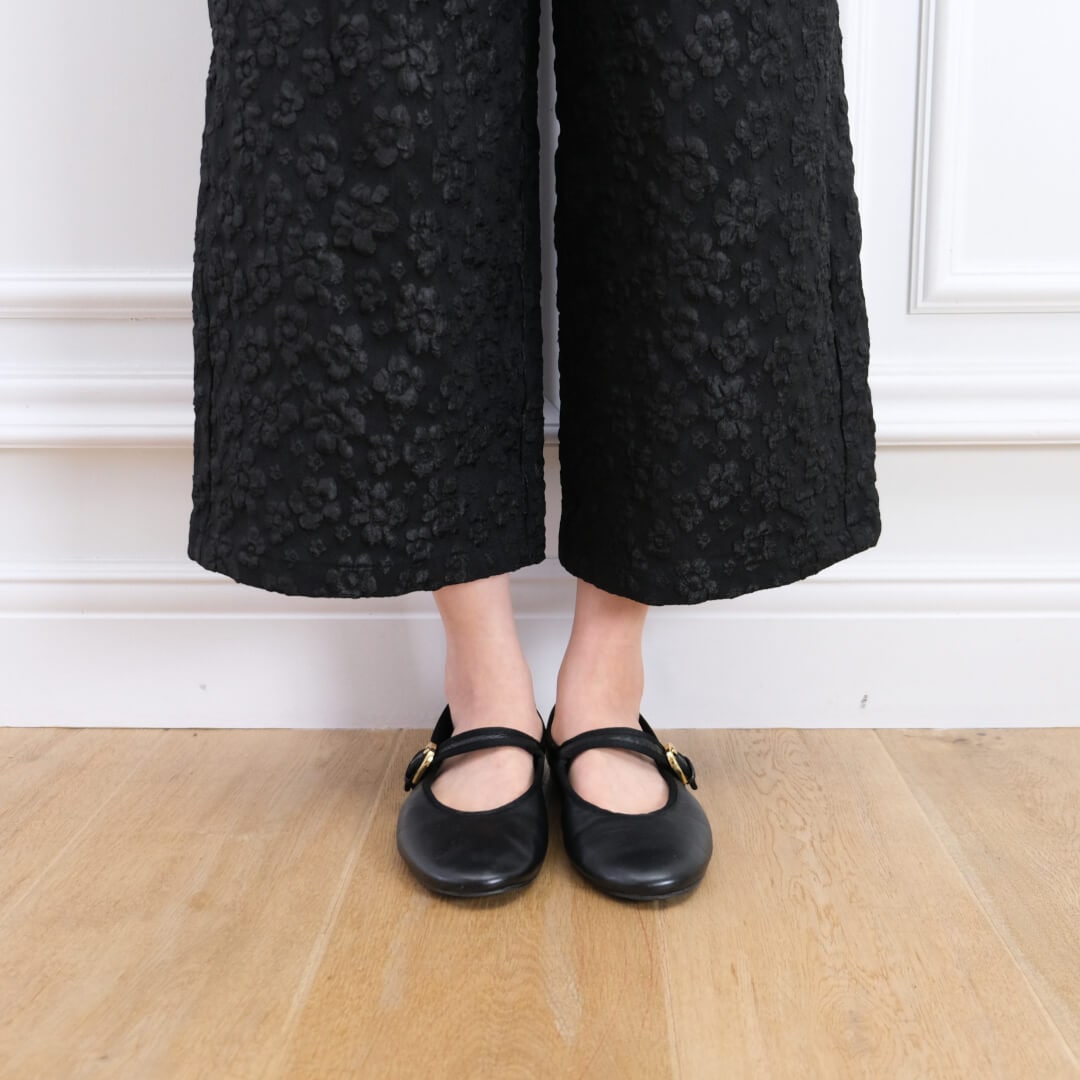 Flower Jacquard Easy Pants(BLACK) | BOTTOMS | UN MINOU