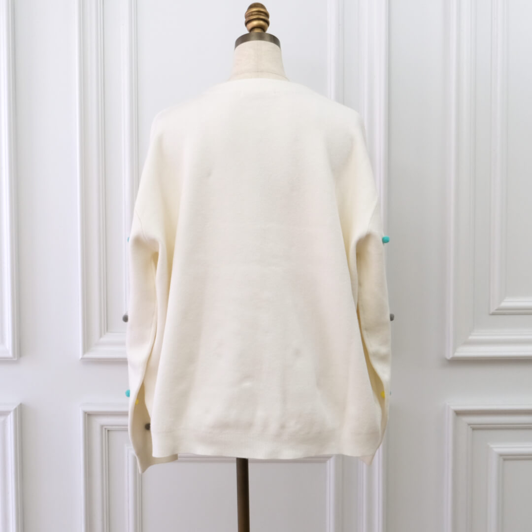 マルチドットムースカーディガン(WHITE)【予約販売商品12月上旬発送