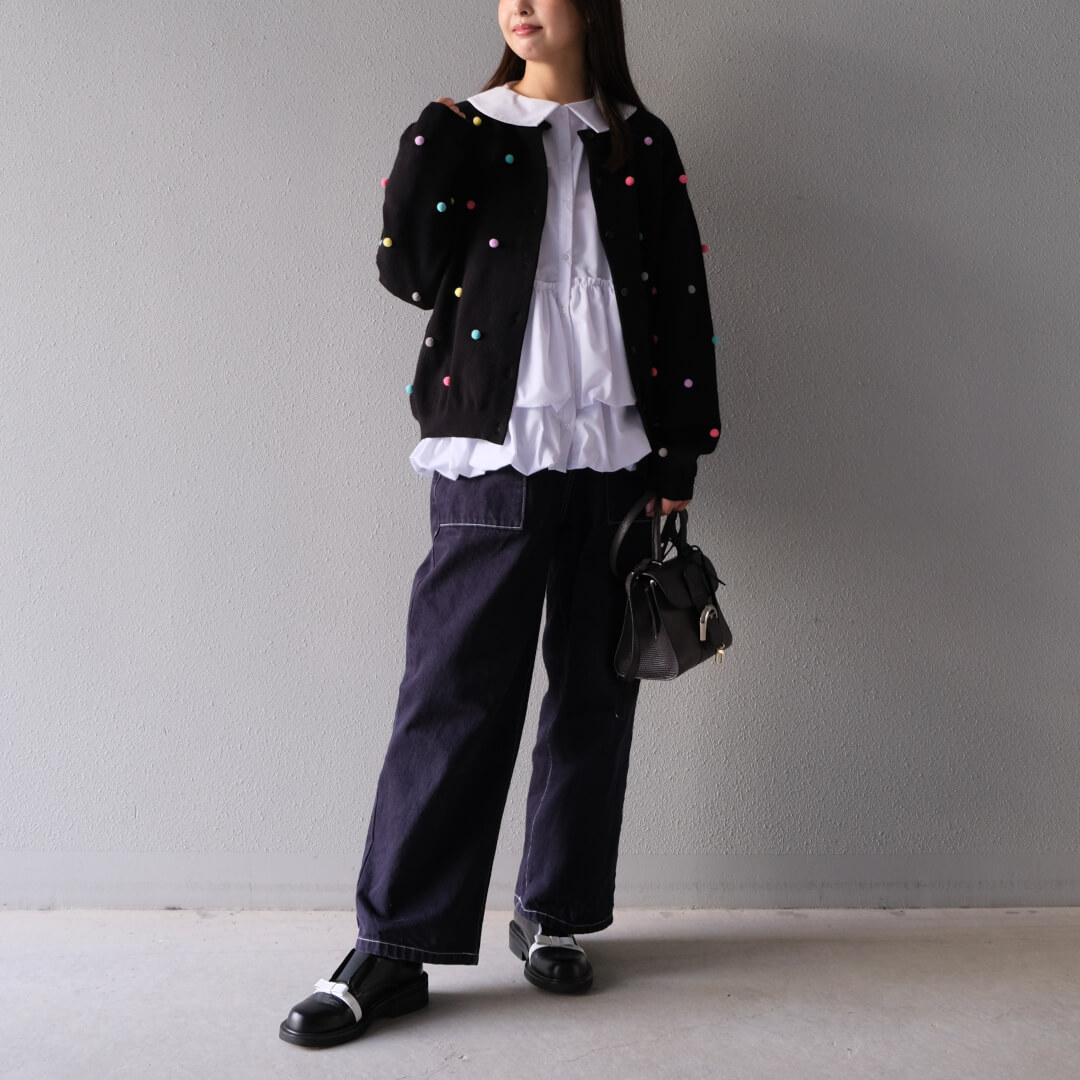 マルチドットムースカーディガン(BLACK) | CARDIGAN | UN MINOU