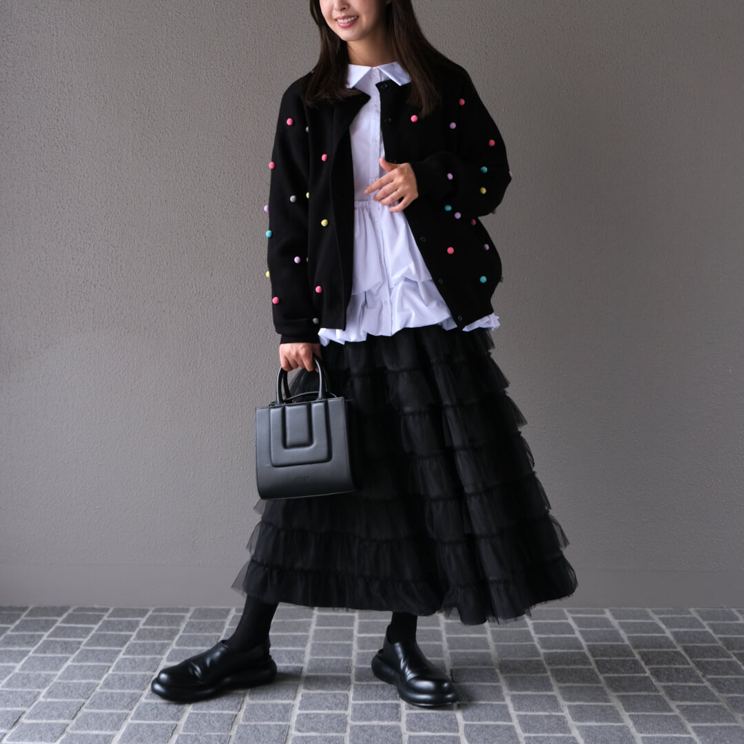 マルチドットムースカーディガン(BLACK) | CARDIGAN | UN MINOU