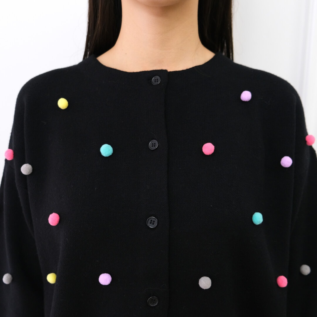 マルチドットムースカーディガン(BLACK)【予約販売商品12月上旬発送