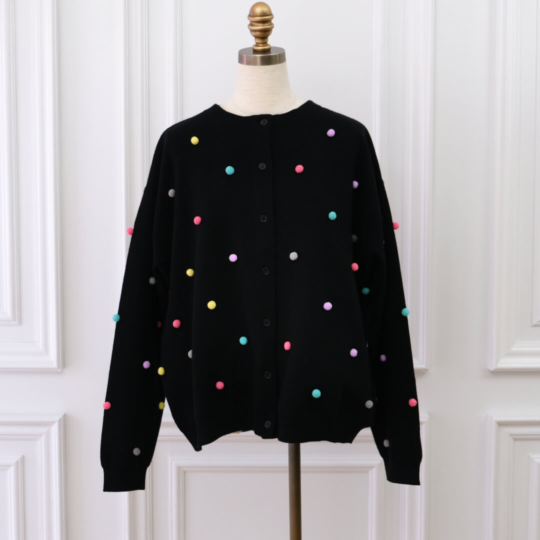 マルチドットムースカーディガン(BLACK) | CARDIGAN | UN MINOU