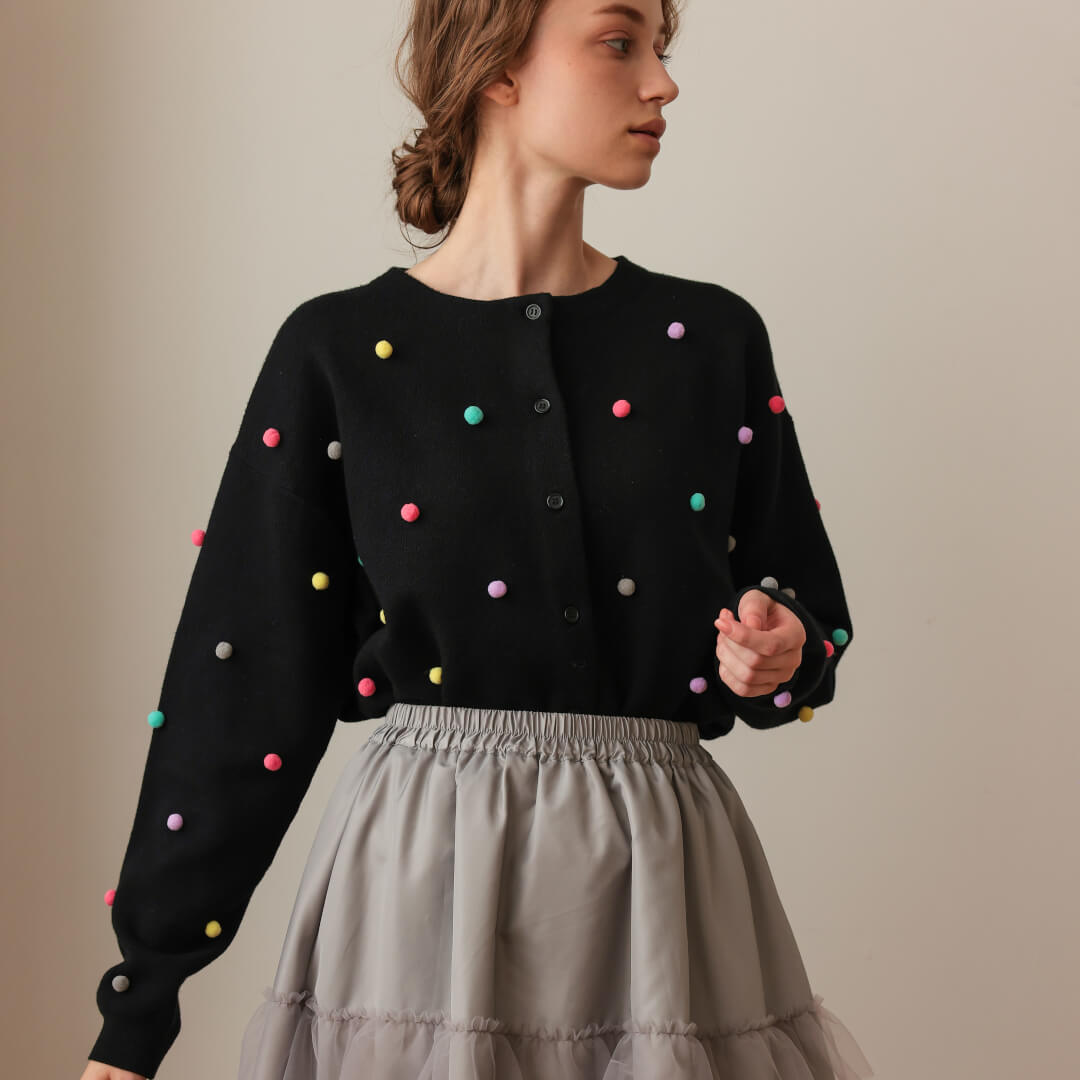 新品 25AW【UNMINOU】マルチドットムースカーディガン 新品 25AW【UNMINOU】マルチドットムースカーディガン マルチドット