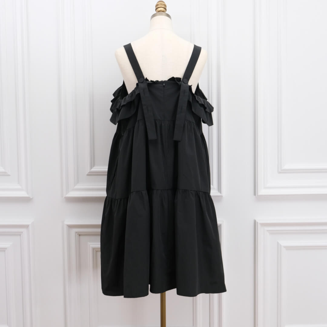 Double Frill Jumper Dress(BLACK)