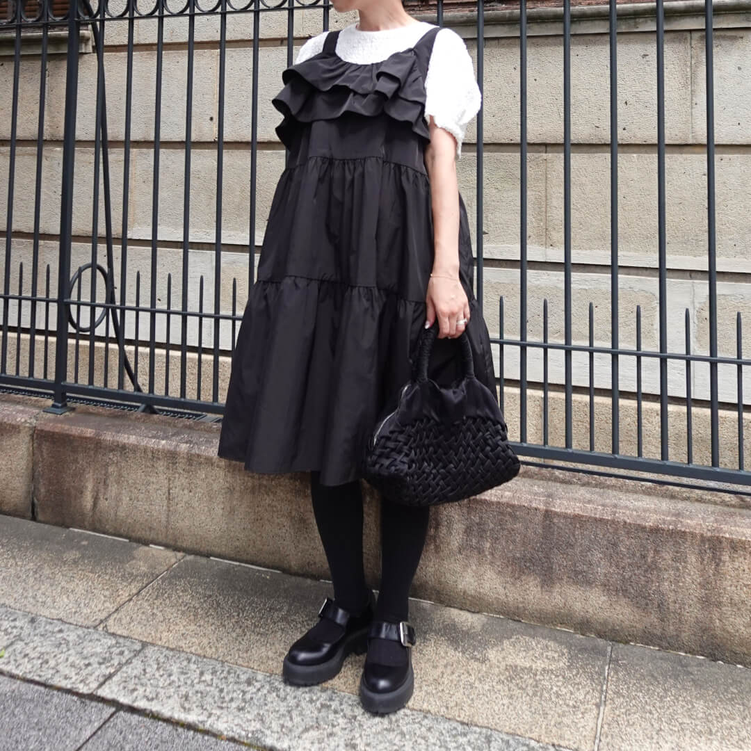 Double Frill Jumper Dress(BLACK)