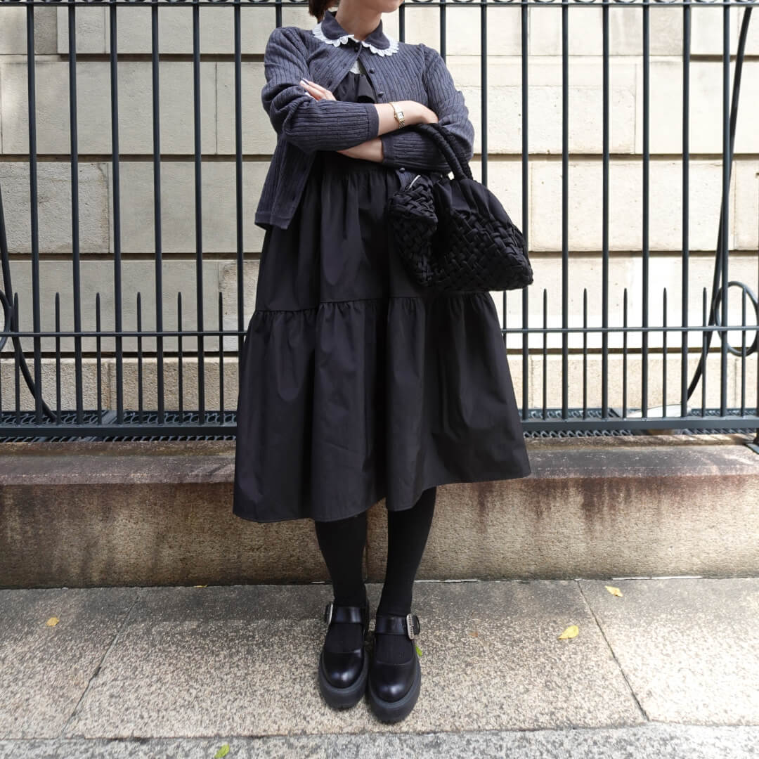 Double Frill Jumper Dress(BLACK)