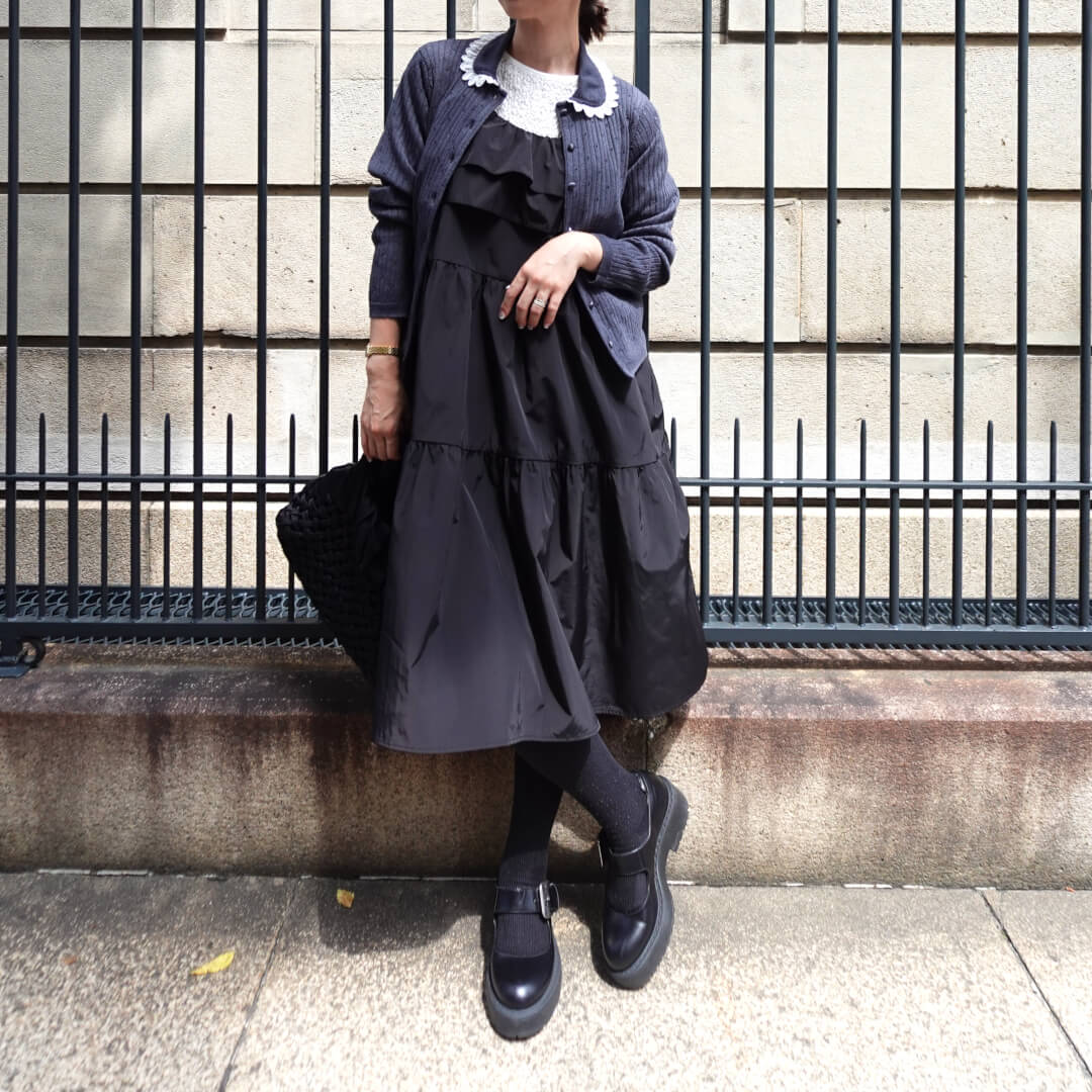 Double Frill Jumper Dress(BLACK)