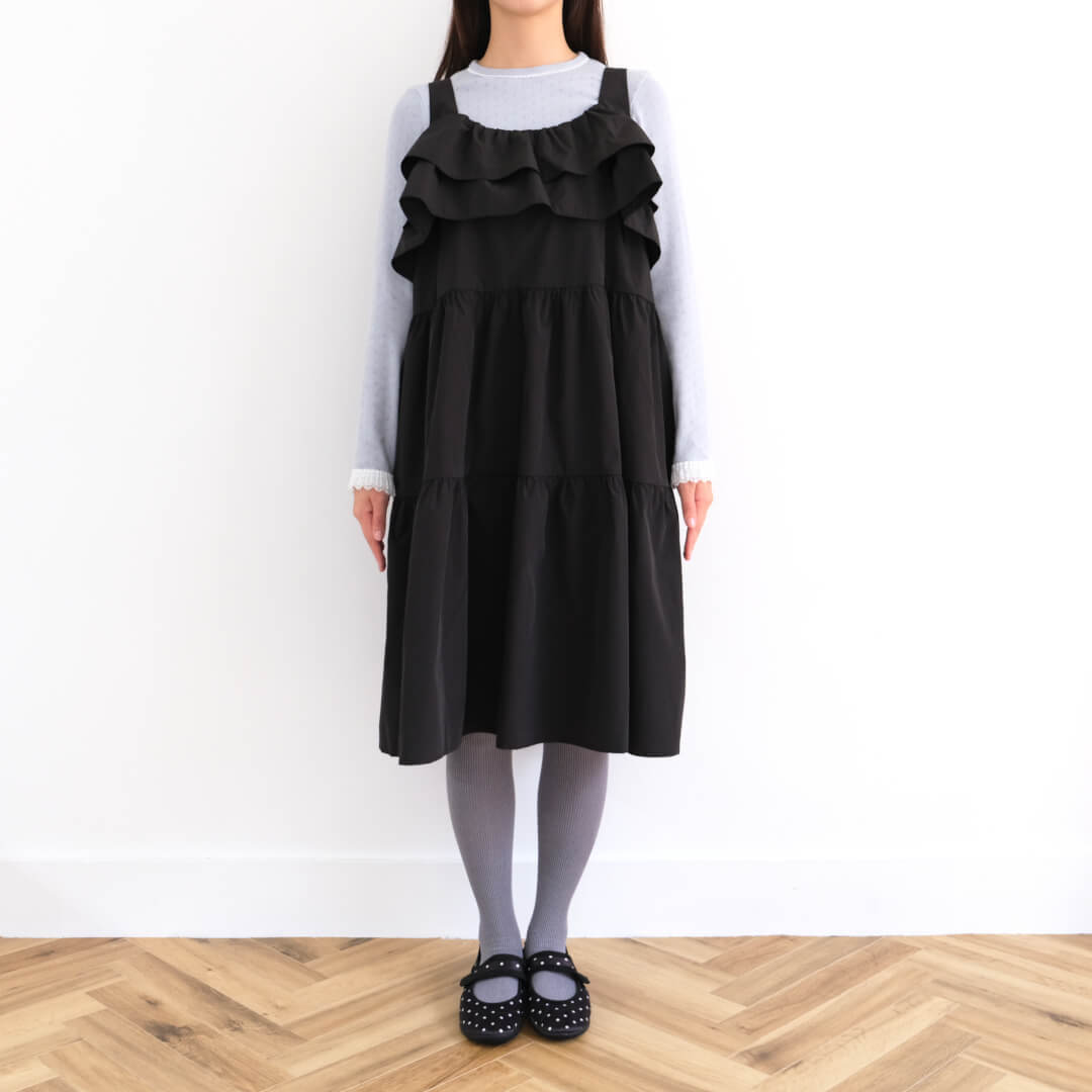 Double Frill Jumper Dress(BLACK)