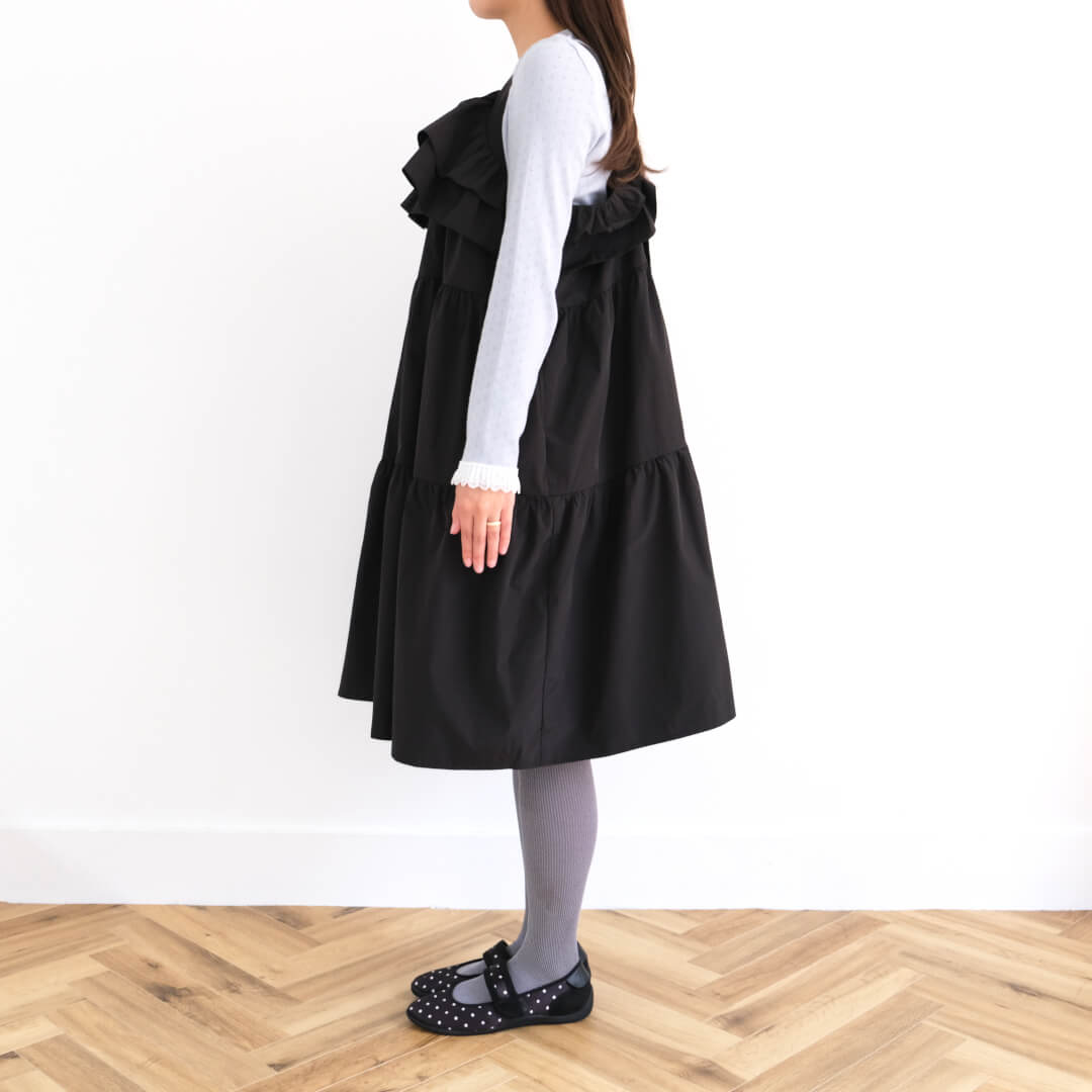 Double Frill Jumper Dress(BLACK)