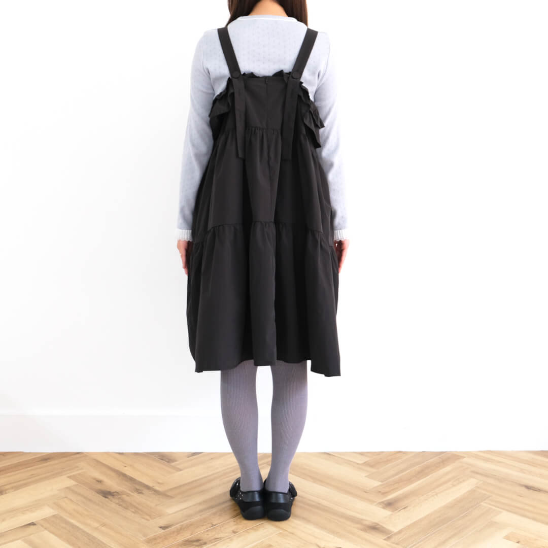 Double Frill Jumper Dress(BLACK)