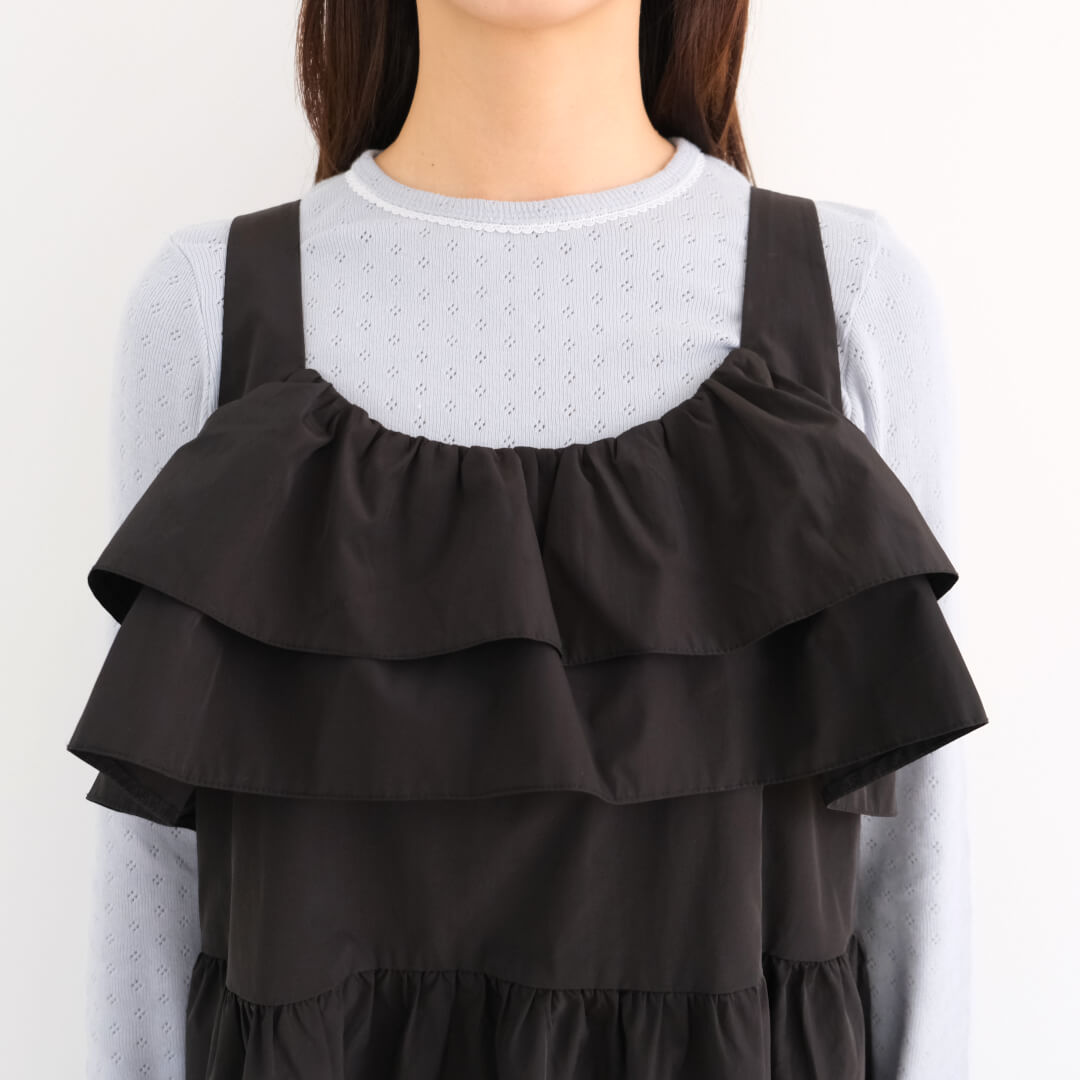 Double Frill Jumper Dress(BLACK)