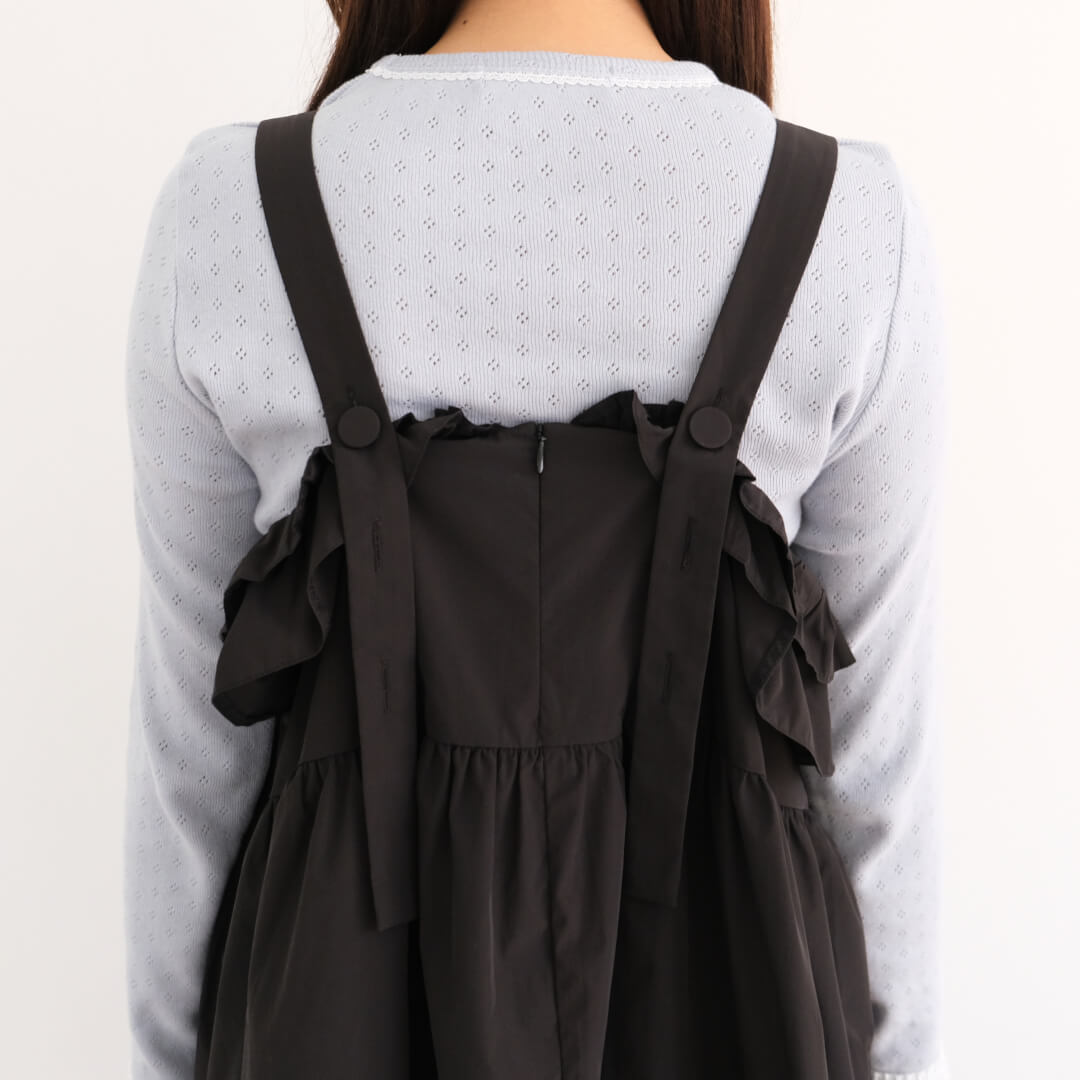 Double Frill Jumper Dress(BLACK)