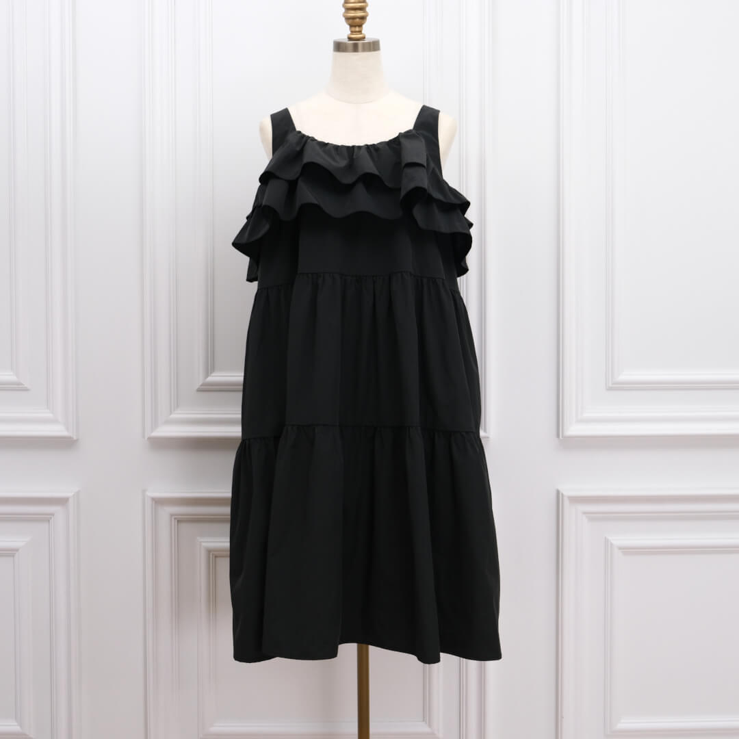 Double Frill Jumper Dress(BLACK)