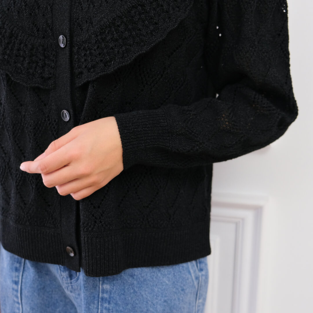 ラウンドフリルニットカーディガン(BLACK) | すべての商品 | UN