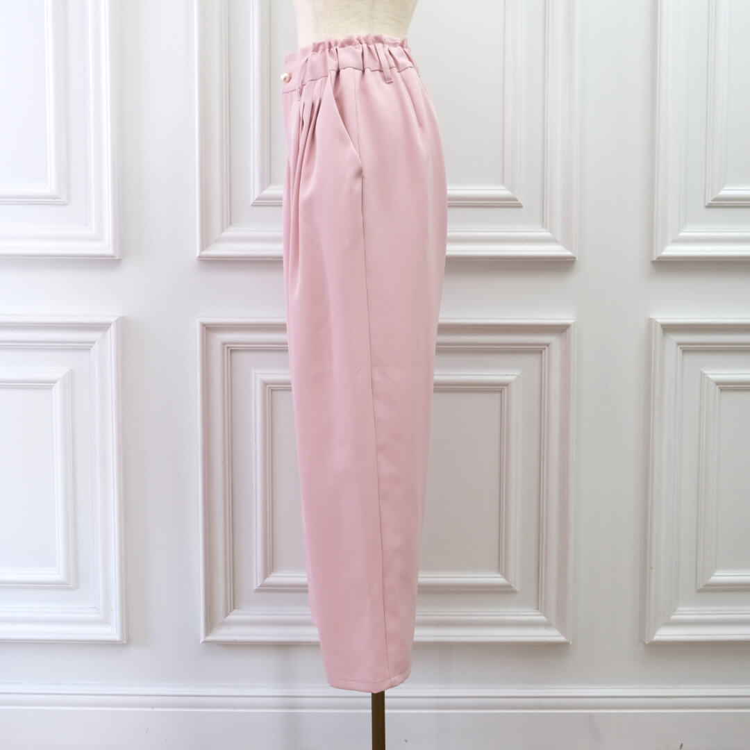 Smooth Tuck Pearl Pants(PINK)
