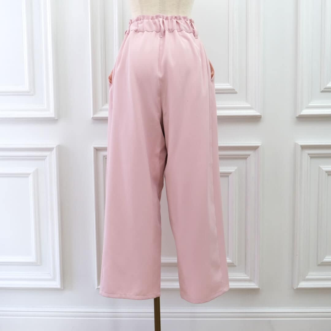 Smooth Tuck Pearl Pants(PINK)