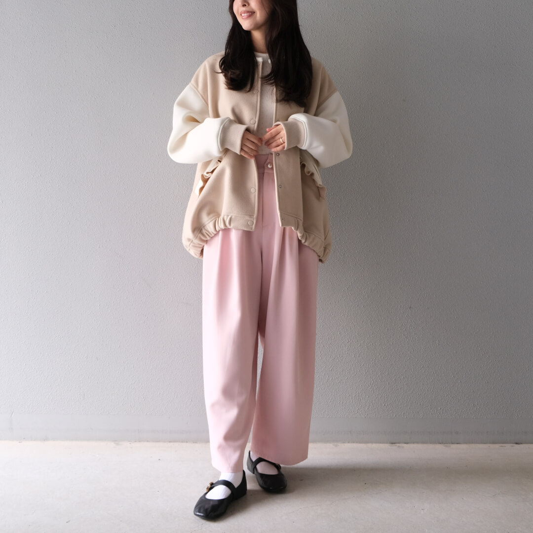 Smooth Tuck Pearl Pants(PINK)
