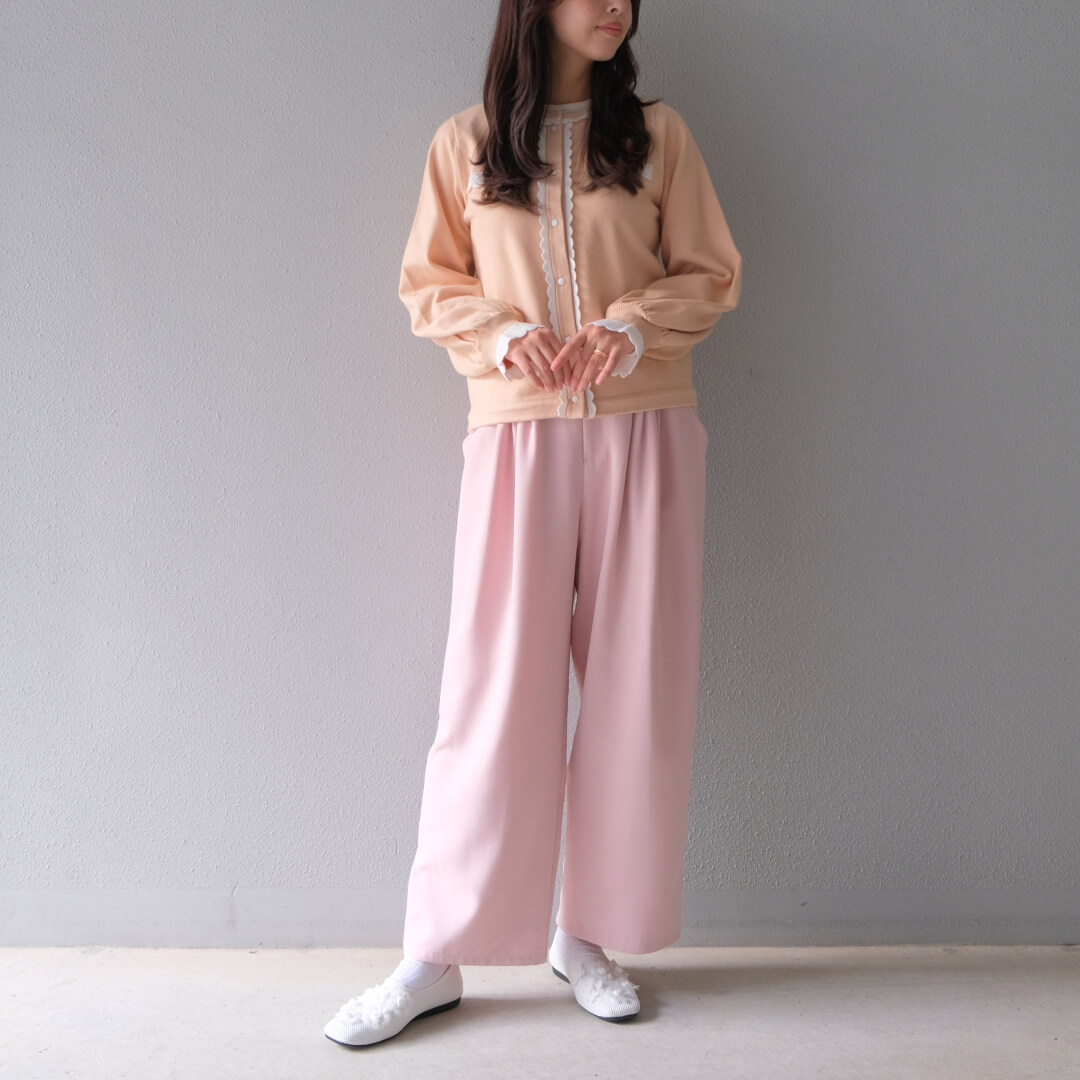 Smooth Tuck Pearl Pants(PINK)