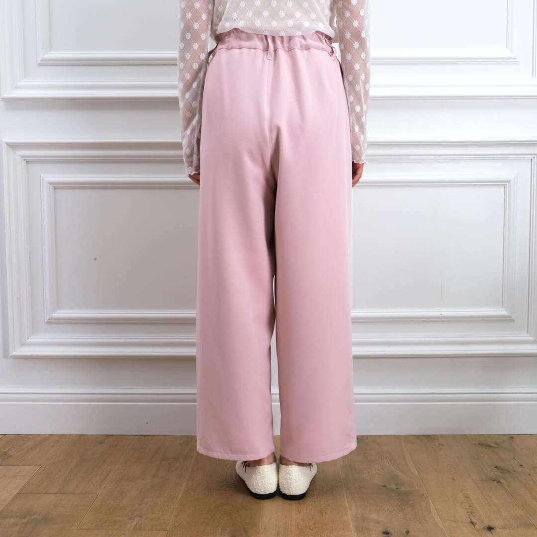 Smooth Tuck Pearl Pants(PINK)