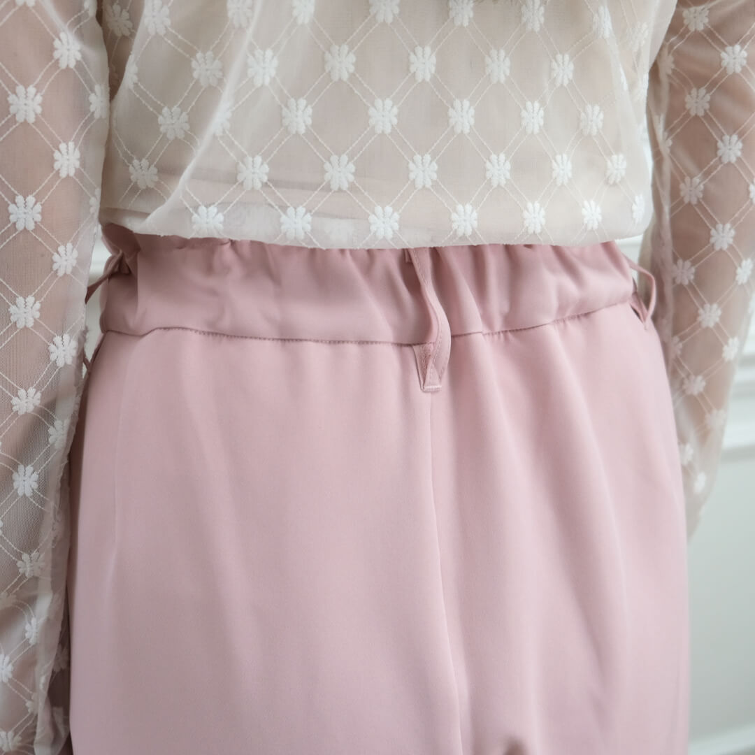 Smooth Tuck Pearl Pants(PINK)