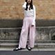 Smooth Tuck Pearl Pants(PINK)