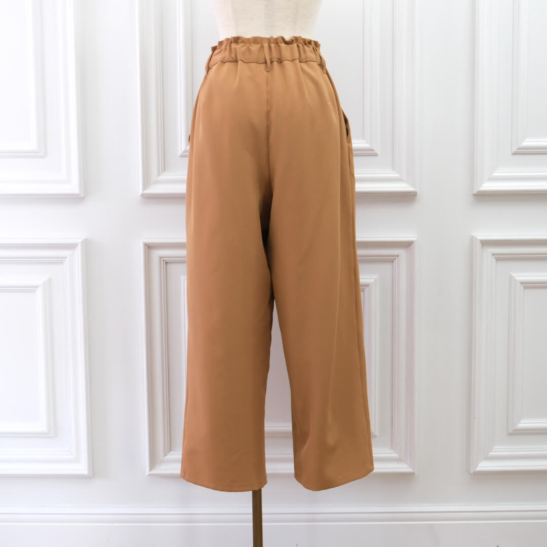 Smooth Tuck Pearl Pants(CAMEL)