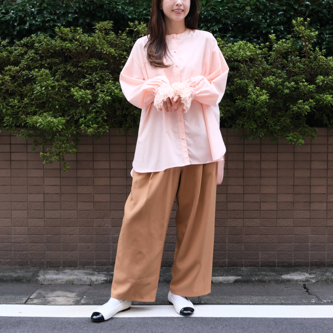 Smooth Tuck Pearl Pants(CAMEL)