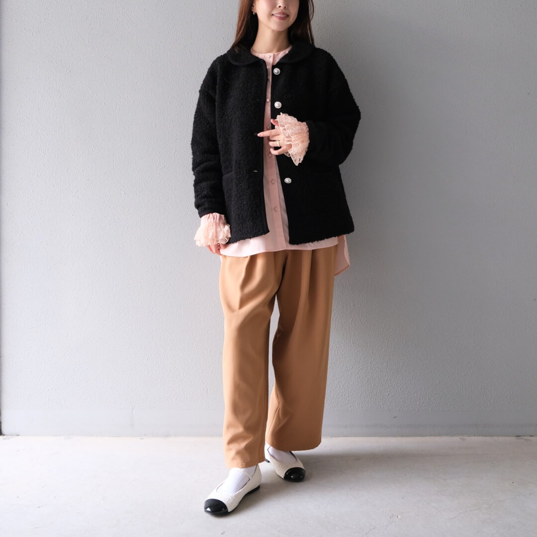 Smooth Tuck Pearl Pants(CAMEL)