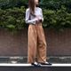 Smooth Tuck Pearl Pants(CAMEL)