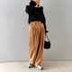 Smooth Tuck Pearl Pants(CAMEL)
